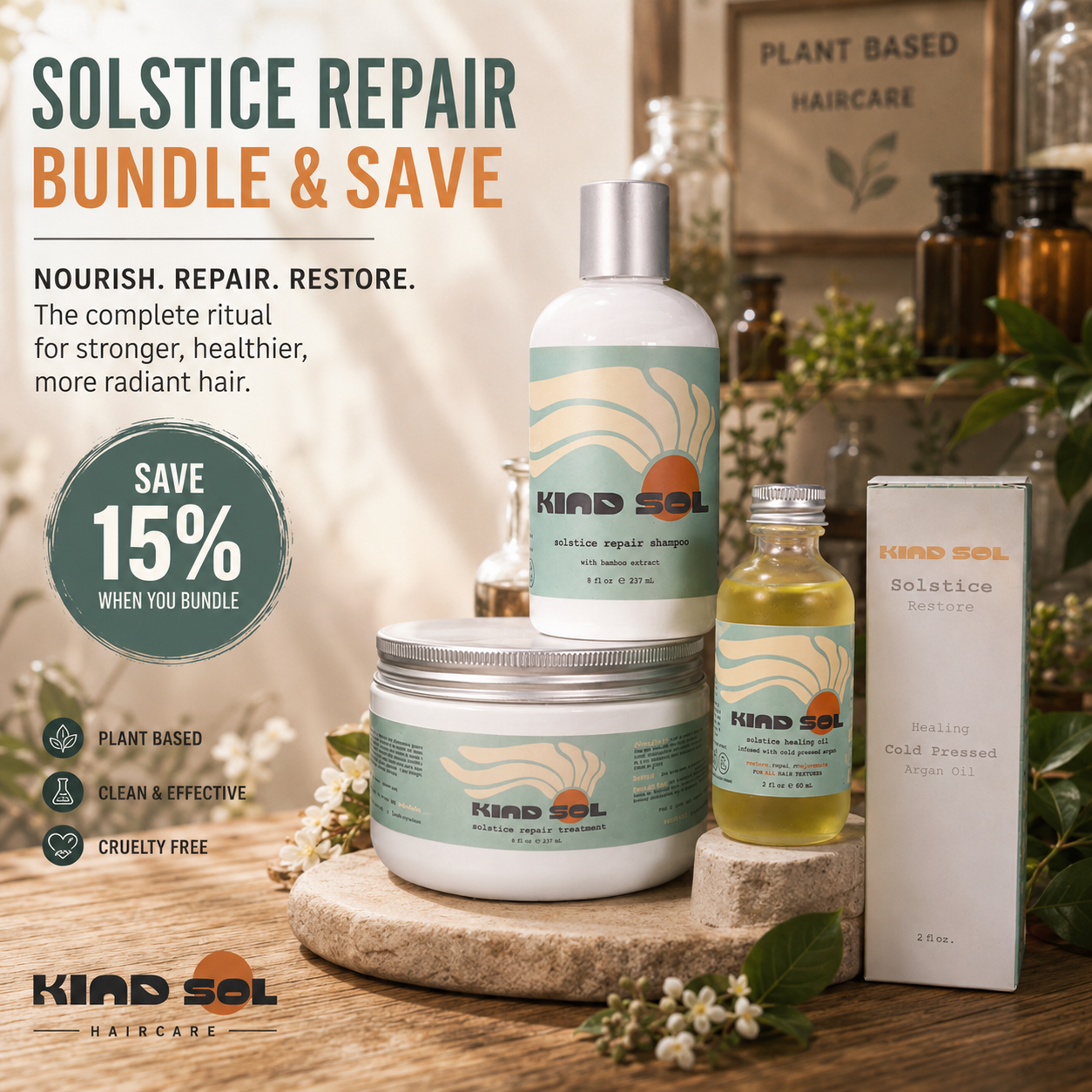 Solstice Repair Ritual Bundle - Kind Sol Haircare 